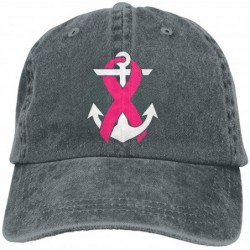 Baseball Caps Unisex Adjustable Denim Jeans Baseball Cap Breast Cancer Awareness Anchor Dad Hat - Asphalt - CJ18IH4ZNX3 $18.83
