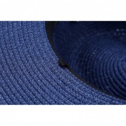 Fedoras Women and Mens Panama Hat Classic Fedora Straw Sun Hat - Navy - CX17YY7K03C $34.20