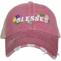 Baseball Caps Blessed Baseball Cap - Trucker Hat for Women - Stylish Cute Ball Cap - Mauve Floral - C718YRIG0DD $38.06
