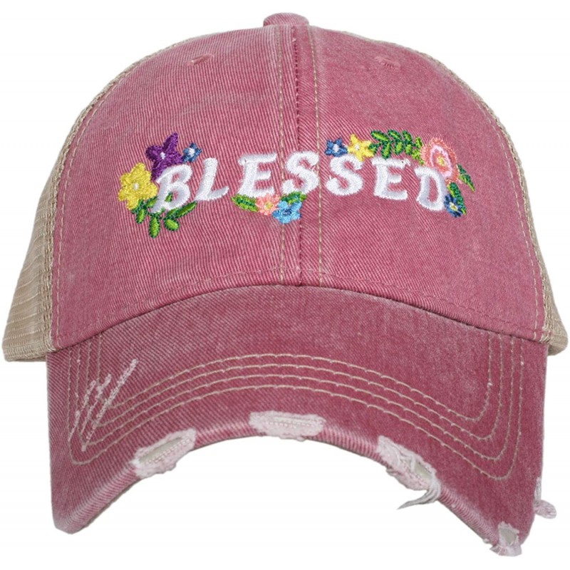Baseball Caps Blessed Baseball Cap - Trucker Hat for Women - Stylish Cute Ball Cap - Mauve Floral - C718YRIG0DD $54.55