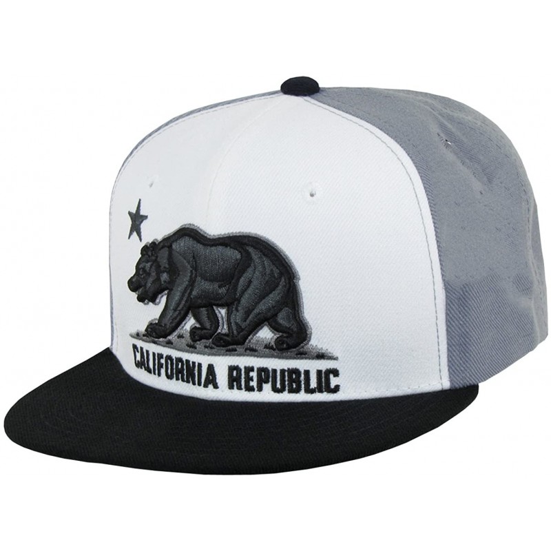 Baseball Caps California Republic Flat Bill Snapback (White/Black/Grey) - CJ11GOZ7LPT $31.00