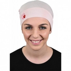 Skullies & Beanies Womens Soft Sleep Cap Comfy Cancer Hat with Hearts Applique - Light Pink - CA17X0H58AN $29.97
