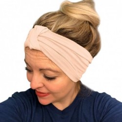 Headbands Women Stretch Headbands Solid Wide Hair Wrap Accessories Knot Headband - Pink - CR18NKMLKNO $18.42