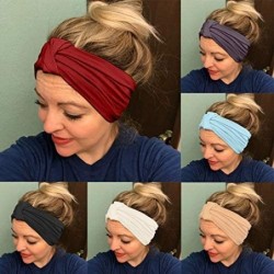 Headbands Women Stretch Headbands Solid Wide Hair Wrap Accessories Knot Headband - Pink - CR18NKMLKNO $14.74