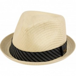 Fedoras Mens Summer Fedora Cuban Style Short Brim Hat - A Natural - CQ12GW8FTOH $52.48
