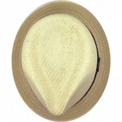 Fedoras Mens Summer Fedora Cuban Style Short Brim Hat - A Natural - CQ12GW8FTOH $30.76