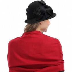 Bucket Hats Womens 1920s Vintage Wool Felt Cloche Bucket Bowler Hat Party Fashion Winter - Style2_black - CD18A9M5HHU $34.78