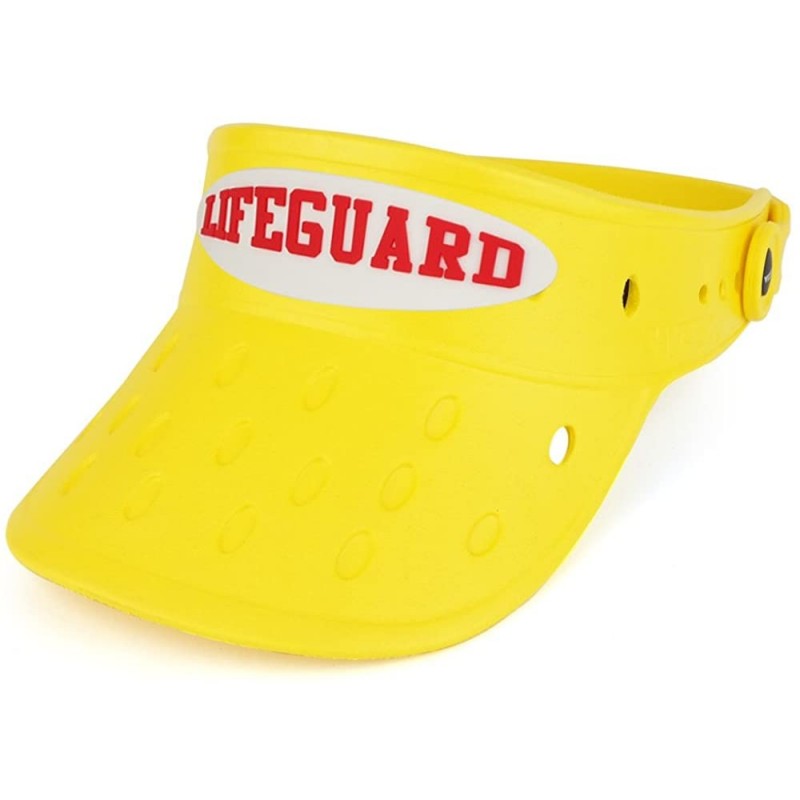 Visors Durable Adjustable Floatable Summer Visor Hat with Lifeguard Snap Charm - Yellow - CM17YXNR6I4 $37.94
