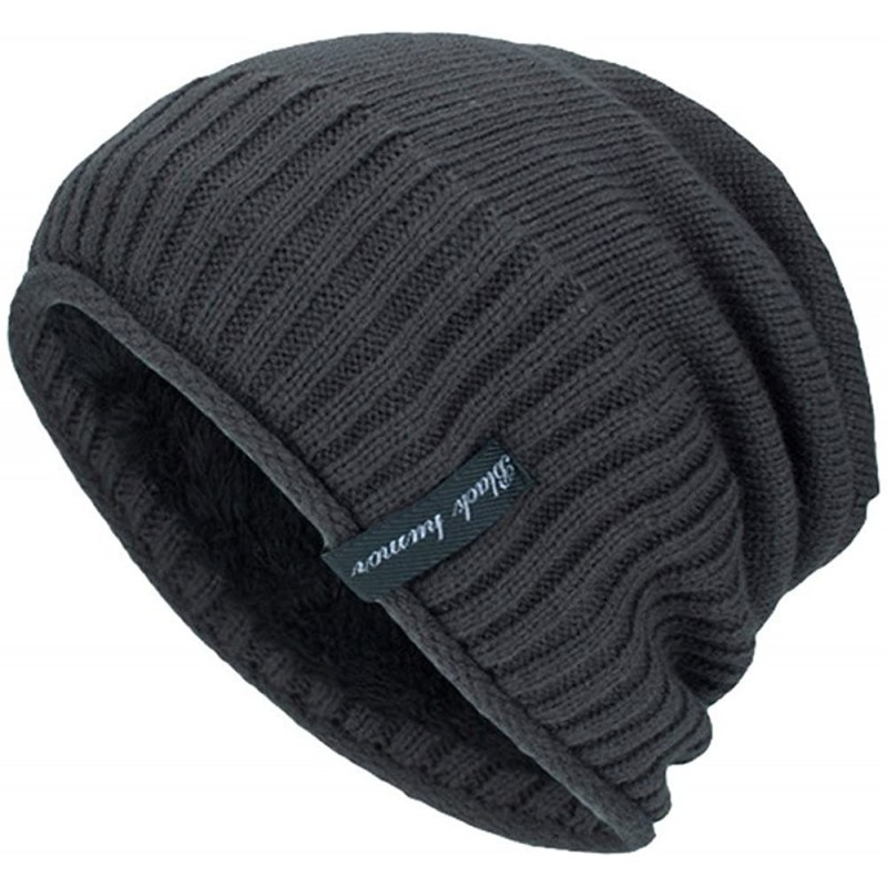 Skullies & Beanies Unisex Men Women Winter Knit Warm Hat Ski Baggy Slouchy Beanie Skull Cap - Gray-b - CM18K5KI7CW $12.47