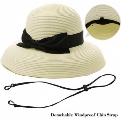 Sun Hats Womens UPF50 Foldable Summer Sun Beach Straw Hats Accessories Wide Brim - 00043_white - CX17YNA2RED $22.55