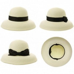 Sun Hats Womens UPF50 Foldable Summer Sun Beach Straw Hats Accessories Wide Brim - 00043_white - CX17YNA2RED $22.55