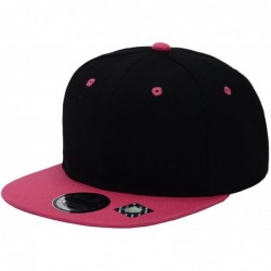 Baseball Caps Blank Adjustable Flat Bill Plain Snapback Hats Caps - Black/Pink - CC126059A5F $18.91
