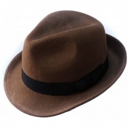 Fedoras Wool Trilby Hat Felt Fedora Hats Men Wide Brim Manhattan Gangster Gatsby Costume Caps Wonderful - A1-brown - C018694L...