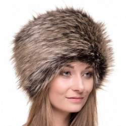 Bomber Hats Russian Faux Fur Hat for Women - Like Real Fur - Comfy Cossack Style - Hazel Wolf - C212LJGHN4B $42.56