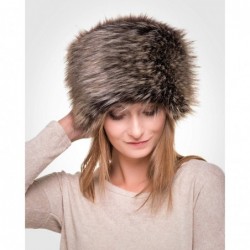 Bomber Hats Russian Faux Fur Hat for Women - Like Real Fur - Comfy Cossack Style - Hazel Wolf - C212LJGHN4B $33.60