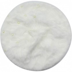 Skullies & Beanies Women Girls Soft Rabbit Fur French Style Beret Pearls Flowers Winter Warm Beanie Hat - White - C618YS20ORO...