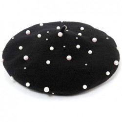 Berets Women Faux Leather Solid Beret French Artist Tam Beanie Hat Cap - Black - CJ18LD6LAIX $29.56