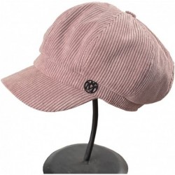Newsboy Caps Women's Octagonal Hat Cotton Corduroy Newsboy Cap Gatsby Ivy Hat - Rose - CQ182MNXRMG $24.92
