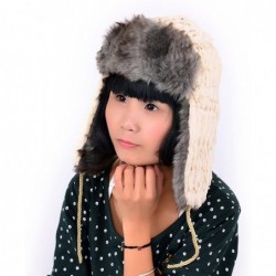 Bomber Hats Earflap Hat Winter Faux Fur Trapper Ski Hats Womens Girls Mens Multi Styles - Sequins & Faux Fur - Beige - CH11O8...