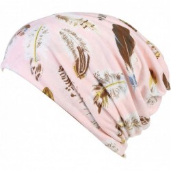 Skullies & Beanies Print Flower Cap Cancer Hats Beanie Stretch Casual Turbans for Women - Feather-(pink) - C718G2RK0CM $20.75