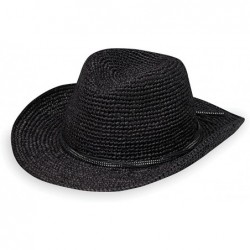 Sun Hats Women's Hannah Cowboy Hat - Raffia- Modern Cowboy- Designed in Australia. - Black - CJ189A4SHEE $65.63