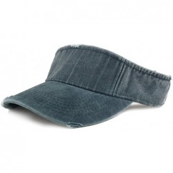 Visors Frayed Pigment Dyed Garment Washed Distressed Adjustable Visor Cap - Midnight Blue - CY186ORZHLZ $29.85