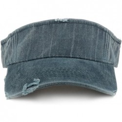 Visors Frayed Pigment Dyed Garment Washed Distressed Adjustable Visor Cap - Midnight Blue - CY186ORZHLZ $23.40