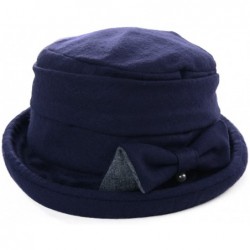Bucket Hats Ladies Wool Cloche Hats Winter Bucket Hat 1920s Vintage Derby Hat Foldable - 89369_blue - CZ187CLWI29 $38.77