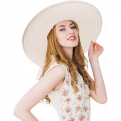 Sun Hats Womens Wide Brim Straw Hat Floppy Foldable Summer Beach Sun Hats for Women UPF50+ - Cream - CJ18U8W05ME $29.65