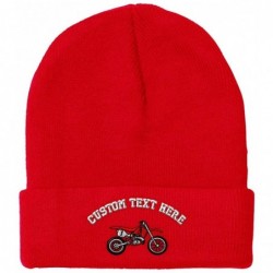 Skullies & Beanies Custom Beanie for Men & Women Red Dirt Bike Style A Embroidery Skull Cap Hat - Red - C518ZS44YOG $32.83