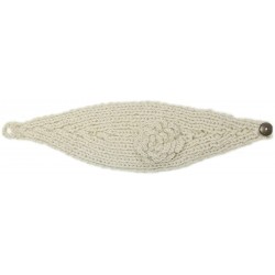 Headbands Winter Hand Knit Floral Headband - Khaki - CY11IDVGNR9 $23.10