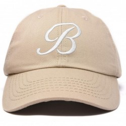 Baseball Caps Initial Hat Letter B Womens Baseball Cap Monogram Cursive Embroidered - Khaki - C718TRL9WNC $27.02
