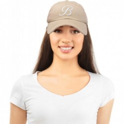 Baseball Caps Initial Hat Letter B Womens Baseball Cap Monogram Cursive Embroidered - Khaki - C718TRL9WNC $25.81