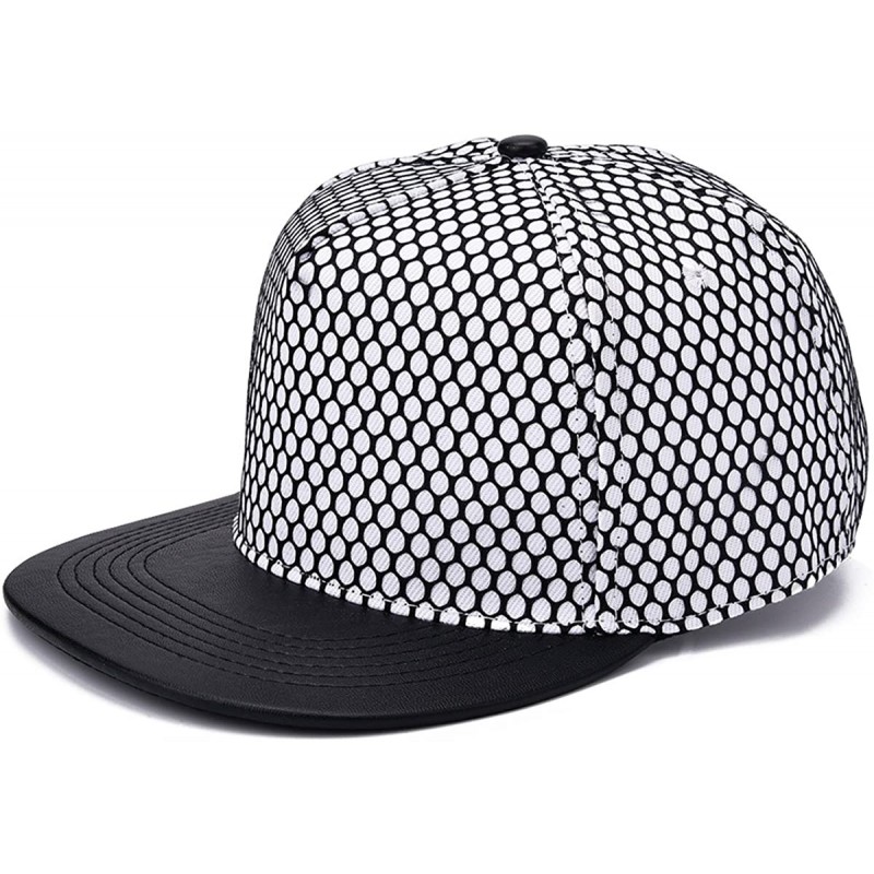 Baseball Caps Baseball Cap for Men-Adjustable Snapback Hats for Women Mesh Hip-Hop Flat Brim Visors - White - CZ1854IDGTT $13.43