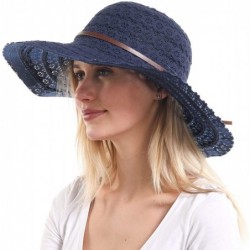 Sun Hats Womens Ladies Packable Adjustable Foldable - Navy - CE194L3D5SA $27.03