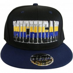 Baseball Caps Michigan 4-Color Script Men's Adjustable Snapback Baseball Caps - Black/Navy - C817YGQYWS9 $21.08