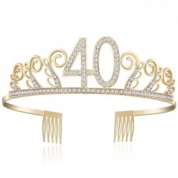 Headbands Birthday Rhinestone Princess Silver 21st - Gold-40th - CG18DC97Q3X $29.37