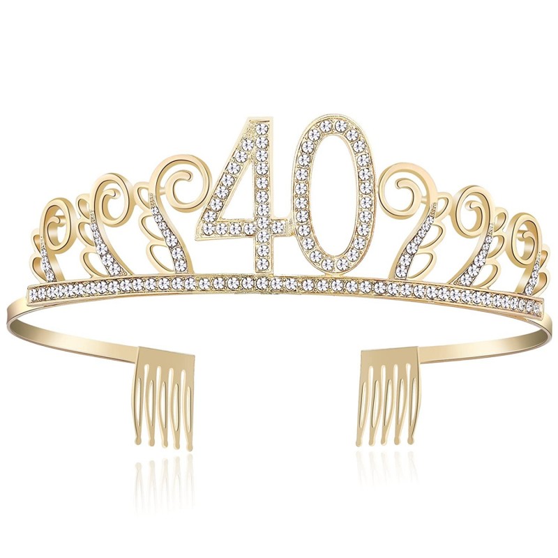 Headbands Birthday Rhinestone Princess Silver 21st - Gold-40th - CG18DC97Q3X $17.35