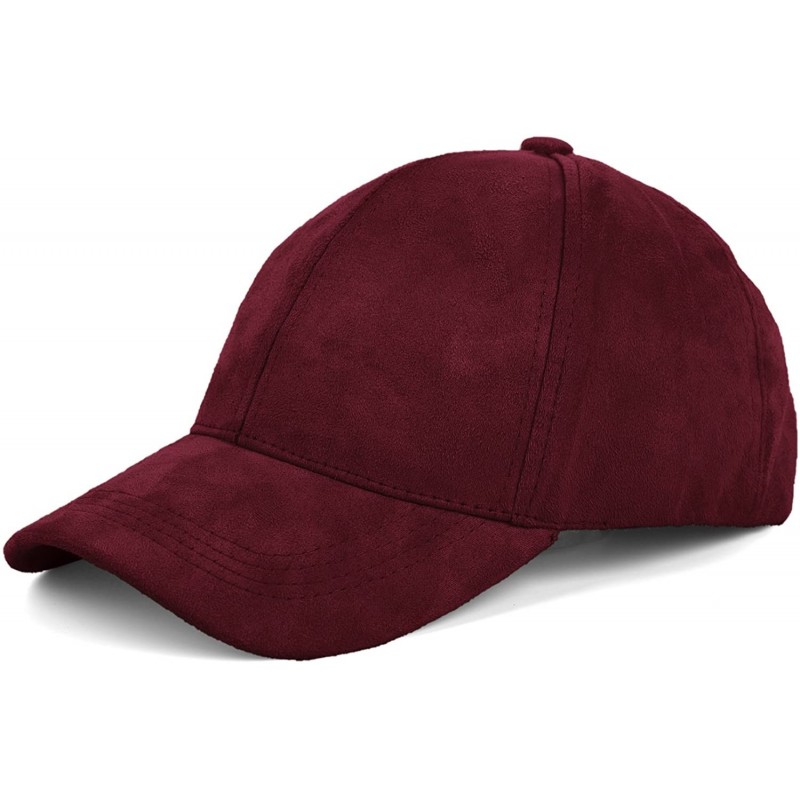 Baseball Caps Unisex Faux Suede Baseball Cap Adjustable Plain Dad Hat for Women Men - Wine Red - C912EL6259J $13.06