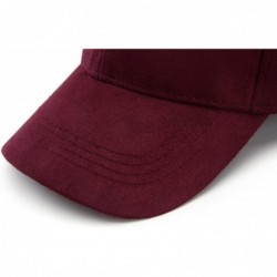 Baseball Caps Unisex Faux Suede Baseball Cap Adjustable Plain Dad Hat for Women Men - Wine Red - C912EL6259J $13.06
