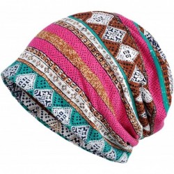 Skullies & Beanies Women's Printed Slouchy Chemo Beanie Cap Hat for Cancer Patients - Rose - C8182EYMY9O $23.12