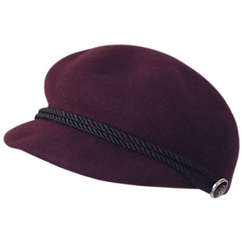 Berets Womens French Artist Painter Newsboy Flat Solid Cap with Short Brim - Dark Purple - CL186YK9LII $25.58