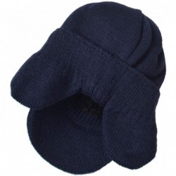 Skullies & Beanies Men's Knit Beanie Visor Skullcap Cadet Newsboy Cap Ski Winter Hat - Earflap-navy - CC18KS78S5T $13.59