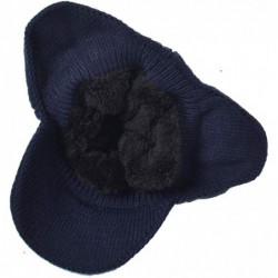 Skullies & Beanies Men's Knit Beanie Visor Skullcap Cadet Newsboy Cap Ski Winter Hat - Earflap-navy - CC18KS78S5T $13.59