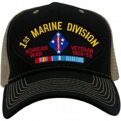 Baseball Caps 1st Marine Division - Korean War Veteran Hat/Ballcap Adjustable One Size Fits Most - Mesh-back Black & Tan - CP...