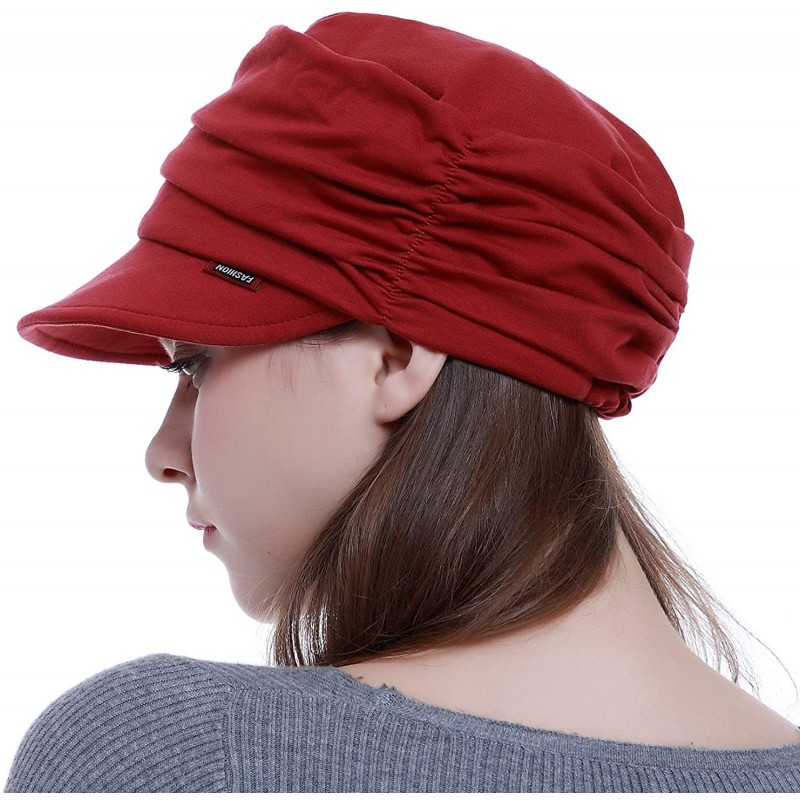 Skullies & Beanies Fashion Hat Cap with Brim Visor for Woman Ladies- Best for Daily Use - Red - CI18NUQRZ75 $17.99