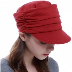 Skullies & Beanies Fashion Hat Cap with Brim Visor for Woman Ladies- Best for Daily Use - Red - CI18NUQRZ75 $17.99