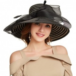 Sun Hats Women Kentucky Derby Church Dress Cloche Hat Bowknot Wedding Bucket Bowler Sun Hat - 004c Black - C718RLWZGU5 $28.09