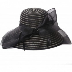 Sun Hats Women Kentucky Derby Church Dress Cloche Hat Bowknot Wedding Bucket Bowler Sun Hat - 004c Black - C718RLWZGU5 $28.09