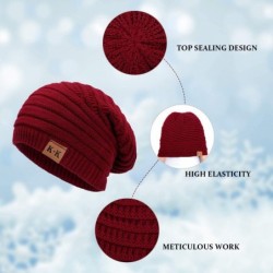 Skullies & Beanies Knitted Beanie Hats - Women Winter Warm Hat Slouchy Chunky Soft Stretch Cabel Knit Beanie Hat for Women - ...